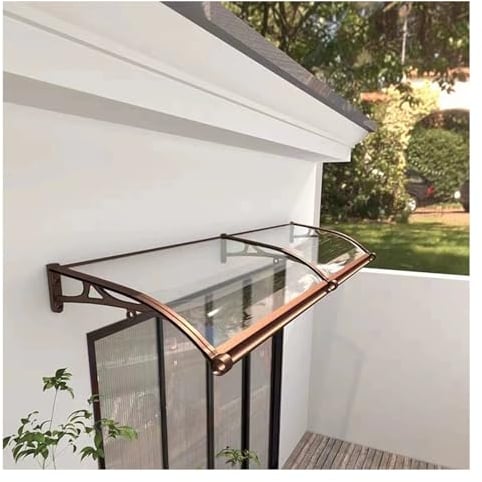 Front Door Canopy 120x240cm Window Rain Shelter Cover with Polycarbonate Roofing Sheets & Aluminium Frame Curved Window Door Canopy ZHZHXR(Size:1.2x2m/3.94x6.56ft)