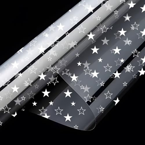 80 cm x 100 m Rouleau de cellophane Transparent avec Etoiles Emballage Cellophane Transparent Fleuriste Bouquet Magasin Panier Fête Arts Artisanat Bricolage Fruits Bouquet de Paniers Noël Cadeau