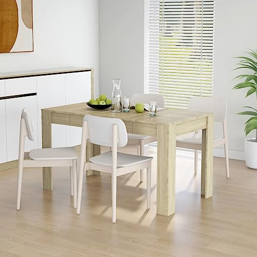 PIXZSSI Esszimmertische Sonoma-Eiche Holzwerkstoff 140x74,5x76 cm Feuchtigkeitsbeständigkeit Material Esstisch Praktische Tischplatte Küchentisch bietet Platz für Speisen Getränke