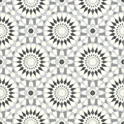 Sol Vinyle Style - Carreaux de Ciment Motif mosaïque Noir - Rouleau de 3.00m x 2m