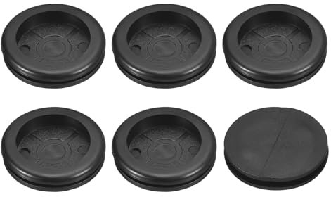 sourcing map 6Pcs Rubber Grommets 1-3/8 (35mm) Drill Hole, 1-1/4 (31mm) ID Single Sided Hole Plugs Ring Gasket for Firewall Cable Wire Protecting, Black