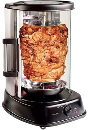 1380W Countertop Vertical Rotisserie Oven, 21L Electric Smokeless Rotating Grill Oven, Stainless Steel Roaster Kebob Rack Skewers, Sliding Glass Door Barbecue Machine for Skewers, Roasts, Fish