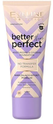 Eveline Cosmetics Better Than Perfect Foundation - Leichtes, Feuchtigkeitsspendendes & Veganes Make-up mit Hyaluronsäure, Pflanzenkollagen & Squalan für Strahlende Haut
