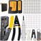 MAYLINE Kit de herramientas de crimpado para cables de red RJ45 para pasar CAT6 Cat5e Cat5 conectores de paso CAT7 RJ11 TJ12 pelacables alicates de corte de alambre 50 Conectores (Amarillo)
