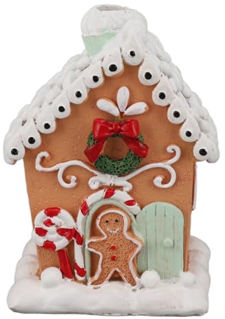 Zhangpu Weihnachts-Lebkuchenhaus, Tischdekoration aus Kunstharz, Weihnachtliche Deko-Figur, Weihnachts-Wohndekoration, Sammlerstück