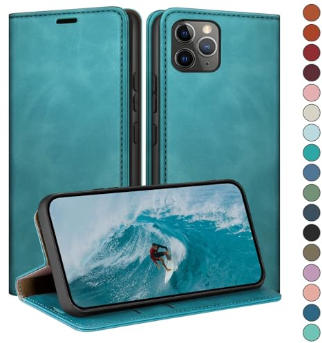 HUOUH for iPhone 12 Pro Max 6.7 Wallet case with RFID Blocking PU Leather,Flip Folio Book covers,Credit Card Holder Shockproof Phone case Women Men for Apple 12 Pro Max case Light Green