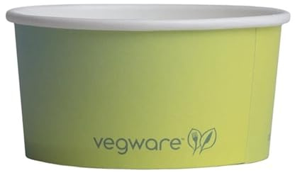 Vegware Double Scoop Ice Cream Pot Tutti Frutti (Pack 1000) | Commercially compostable plant-based lining prevents leaks, offering an eco-friendly serving option for busy gelaterias.