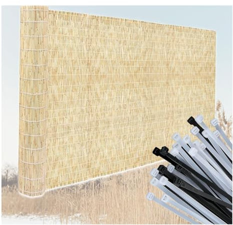 Sichtschutzzaun Schilfrohrmatte 90 200 x 600 cm 140x600 cm sichtschutzzaun Schilfmatte Windschutz Sonnenschutz Winterschutz Partydeko Strandbar Beach Party für Draußen Garten(B1,0.8x9 m 2.6x29.5 ft)