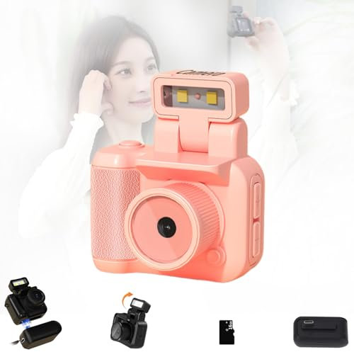 Retro Snap Camera,Mini Vintage Camera,Mini Retro Camera,1080p Mini Camera,Mini Keychain Camera,Mini Camera Keychain,Tiny Camera Keychain,Retro Mini Camera,With Flash Light (pink)