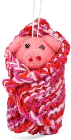 Pigs in Blankets Christmas Decoration - Xmas Hanging ornament - Tree Decoration (Pink)