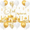 EID Mubarak Dekoration, EID Mubarak Hintergrund Banner, Ramadan Luftballons Weiß Gold Confetti, Ramadan Kareem Deko für Islam Eid Dekoration Partyzubehör