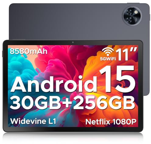 DOOGEE U11 PRO Android 15 Tablet 11 Inch, 30GB RAM 256GB ROM (TF 2TB), 8580mAh Battery, Unisoc T7200 Octa-Core Android Tablets, Ultra-Thin 7.9mm, Widevine L1|5G Wi-Fi|Face Unlock|3.5mm Jack-Gray