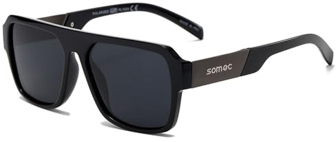 SOMOC Polarisierte Sonnenbrille Herren/Damen, Sonnenbrillen Unisex Retro Klassische Vintage Polarisierte Brille UV400 Schutz Classic Sunglasses Eckig für Fahren SP-6084