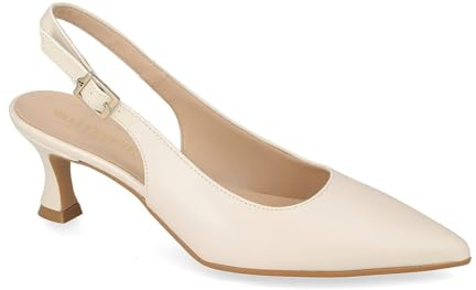 Valleverde 19040, Décolleté Slingback da Donna in Pelle con Cinturino Regolabile (Crema, Sistema Taglie Calzature EU, Adulto, Numero, Media, 39)