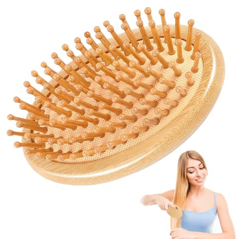 Bamboo Brush,Kopfhautkamm,Haarkamm Kopfhaut,Bambus Haarbürste,Ambus Bürste,Holzmassagekamm,Bambus Kopfhautmassagegerät,Holzhaarbürste Kopfhautbürste,Fur Eduzieren Frizz Massage Kopfhaut