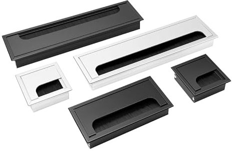XXCLW Copertura rettangolare in lega di alluminio con passacavo e spazzola nera (nero, 80 x 280 mm)