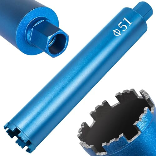Couronne de Forage Diamantée Ø51 mm,1 ¼ UNC,Longueur Disponible 400 mm,Scie Cloche Diamant avec Segments Soudés au Laser,Foret Diamant pour Carotteuse pour Béton,Maçonnerie,Pierre,Granit