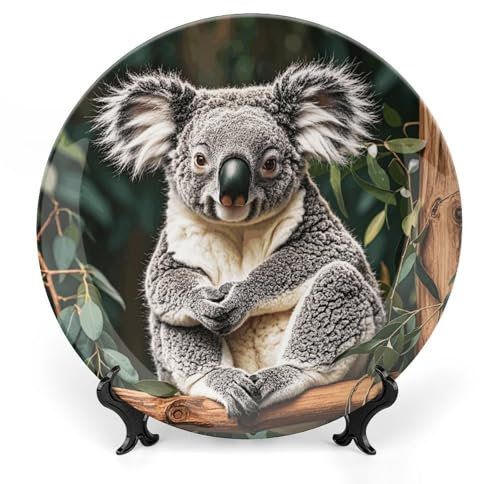JTKBNVM The Lovely Koala Grandes assiettes décoratives en porcelaine anglaise de 17,8 cm pour présentation en céramique avec présentoir personnalisé pour cuisine, salle à manger 17,8 cm