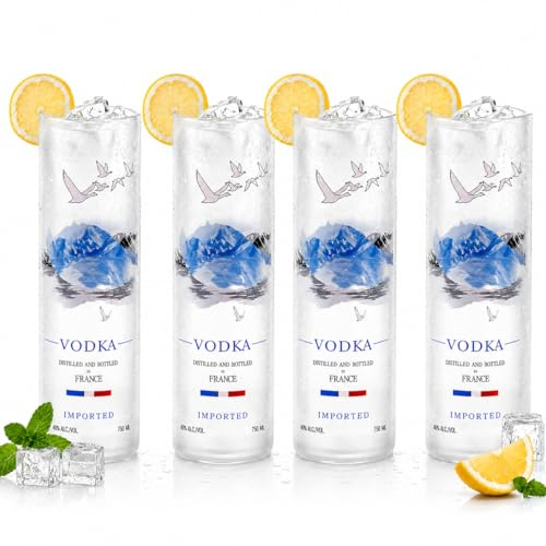 GoGiftid Upcycled Tumblers - 500ml Eco-Friendly Glasses Created Using Grey Goose Vodka Bottle | Handmade Barware Glasses for Cocktails Mixers & Juice | Sustainable Gift for Vodka Lovers (Pack of 4)
