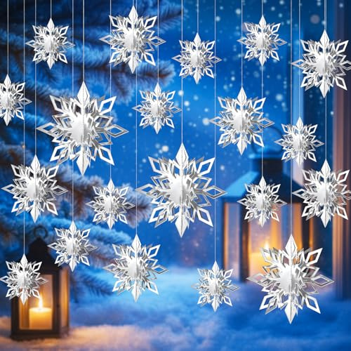 Kiiwah 12 Piezas Copos de Nieve Decoracion, Adornos de Copo de Nieve de Navidad 3D, Adornos Navidad Arbol Colgante, Adornos de Copos de Nieve para Fiesta de Navidad Decoración de Bodas