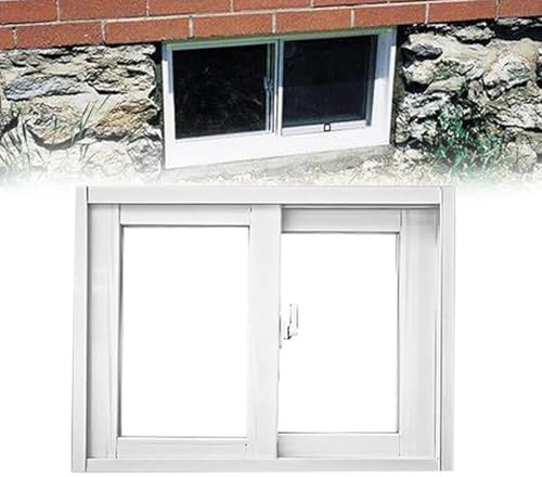 STWBHW Fenêtre coulissante Horizontale de Remplacement for Salle de Bain, fenêtres de sous-Sol avec Verre et moustiquaire, fenêtres coulissantes à battants, fenêtre coulissante Horizontale(50CM*30CM)