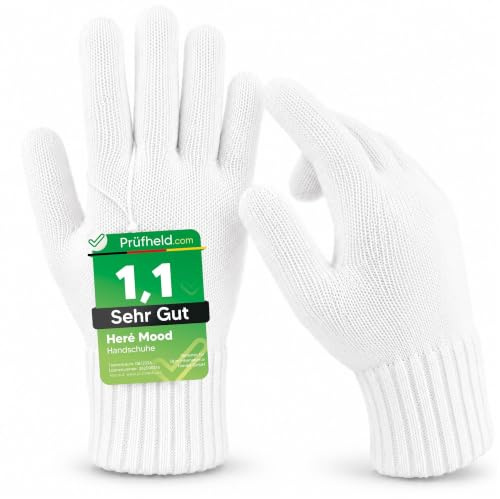 Heré Mood Winterhandschuhe Damen Herren, Warme Strickhandschuhe aus 100% Polyacryl, Thermo, elastisch & atmungsaktiv, Unisex Handschuhe gegen Kälte für Alltag, Outdoor, Fahrrad, Laufen