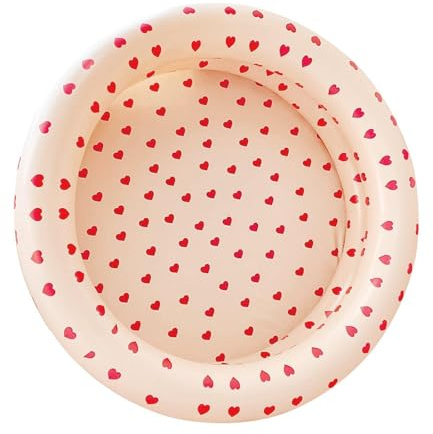 Aufblasbecken für Kinder – 87 x 26 cm große herzförmige Faltbare aufblasbare Badewanne, Becken mit weicher Blasenbodenpolsterung, rundes Schwimmzentrum aus verdicktem PVC,