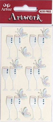 Artoz Artwork 3D Motiv-Sticker, Champagner-Gläser türkis, handmade(1)