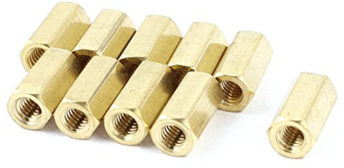 sourcing map 10stk M4 x 12 mm Innen Gewinde/Innen Gewinde Messing Sechskantmutter Distanzhülse PCB-Säule Distanzstück DE de