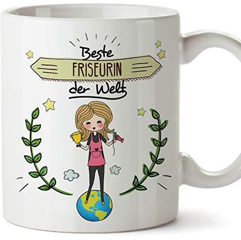 Mugffins Friseurin Tasse/Becher/Mug Geschenk Schöne and lustige kaffetasse - Beste Friseurin der Welt - Keramik 350 ml