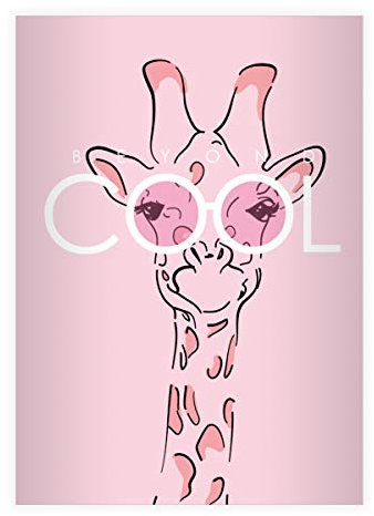 2 Beyond Cool DIN A5 Schulhefte, Rechenhefte mit Sonnenbrillen Giraffe, rosa Lineatur 10 (kariertes Heft 16 Blatt/32 Seiten) Notizheft, Kladde für Schule, Universität, Büro