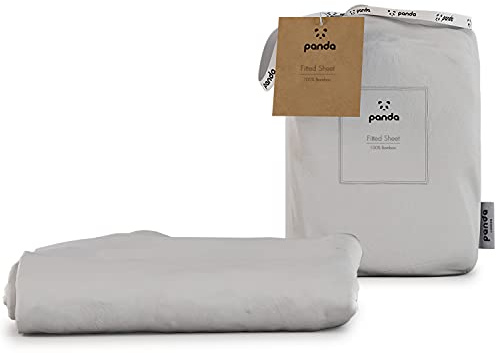 Panda® 100% Bamboo Organic EU King Fitted Sheet, Pure White | Soft, Breathable, Antibacterial, Hypoallergenic | Luxury High Thread Count | Extra Deep Fitted Skirt | Moisture-Wicking | Easy Wash