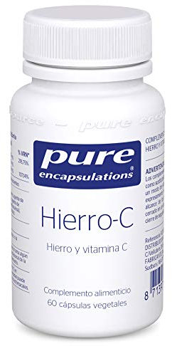 PURE ENCAPSULATIONS Hierro-C | Hierro y Vitamina C | Contribuye a la Formación de Células Sanguineas | Ayuda a Reducir Cansancio y Fátiga | 60 Cápsulas Vegetales