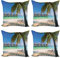 ABAKUHAUS Strand Dekokissen Kissenbezug 4er Pack, Karibik Tropical Coast, Modern Accent Doppelseitiger Digitaldruck, 50 x 50 cm, Türkis Aqua