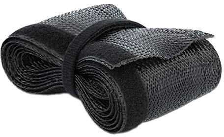 Delock Kabelschlauch Kabelkanal Geflechtschlauch Kabelschutz in schwarz mit Klettverschluss, 5m Länge, bis max. 20mm Durchmesser, 19055