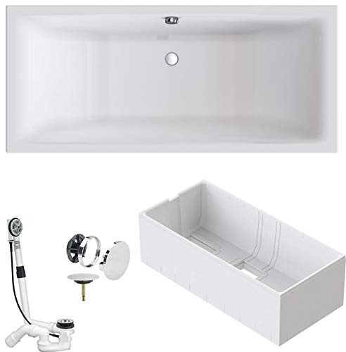 VITRA Badewanne M100 DUO Acryl Einbauwanne mit Mittelablauf 180x80cm inkl. Styroporträger/Ablaufgarnitur