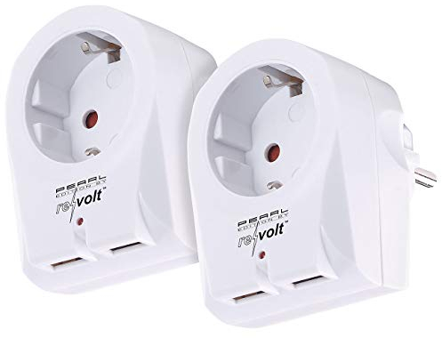 revolt Aufputz Steckdose USB: 2er-Set 2in1-Steckdosen mit 2-Fach-USB-Netzteil, Überspannungsschutz (Aufputz Steckdosenleiste, USB-Steckdose 230V, Anschluss)
