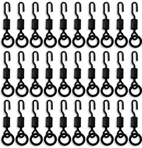 NA Unisex Ukfdc-35 30 Pcs Fishing Tackle Spinner Swivels Quick Change Swivels Carp Fishing Terminal Tackle Hook Connect, Black, M UK