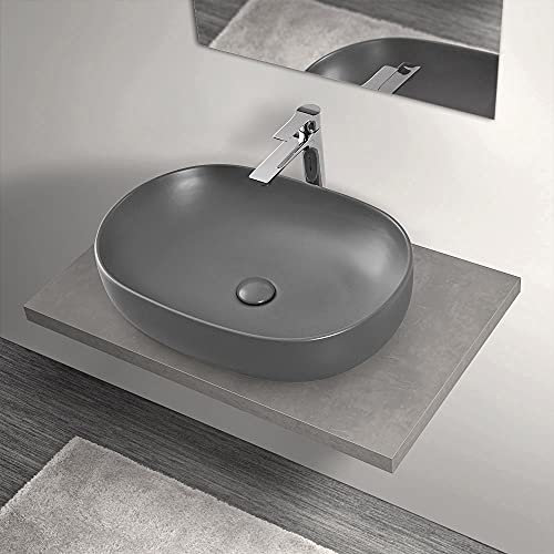 Inbagno Mensola sospesa per lavabo Bagno da appoggio, Larghezza 60/80/110/140, Serie Master con Rivestimento Idrorepellente (Grigio Cemento, Mensola 80 cm)