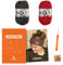 myboshi Häkelset Stirnband Shinshiro, inkl. No.1 Wolle, Nadel und Anleitung, für Mützen und Stirnbänder, Häkelpaket, 30% Merinowolle Grau, Rot, mit Rundstricknadel