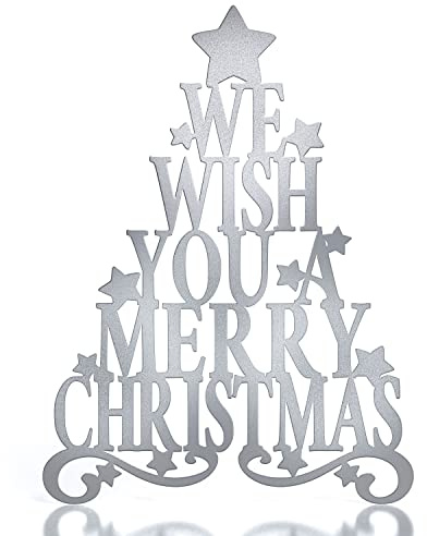 tuning-art WD03 Weihnachts-Schild | Weihnachtsdekoration | Deko Metallschild | Stahl Massiv | Innen- und Außenbereich | Silber