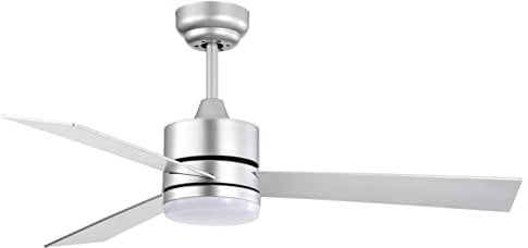 BEL AIR HOME - Ventilador de Techo Kilim con Motor DC - Luz LED 20W - 6 Velocidades - 3 Temperaturas de Luz - Mando a Distancia - 1960 Lúmenes - Plata/Haya, Metal