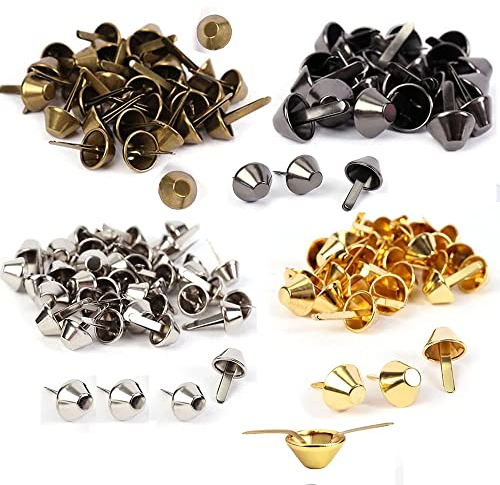 Wanfoou 120 Pcs Remaches De Hierro,4 Colores Remaches para Piel Bolso, Bronce Remaches De Metal Remaches De Piel Bricolaje Espárragos Espigas Remaches Remaches De Cuero Doble Tapa Remache(12 * 20 mm)