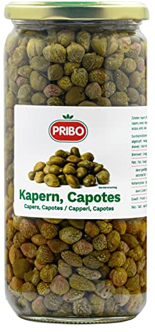 Hymor KAPERN CAPOTES - 2x 500g - größere Kapern eingelegt in Salz im Glas Capres Capperi von PRIBO, mild-würzig passend zu Königsberger-Klopse Vitello-Tonnato Rinder-Tatar Salate (2 Gläser)