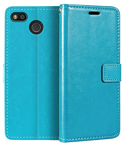 PU Leder Handyhülle Kompatibel mit Fairphone 3, Klapphülle mit Kartenfächern, Magnetverschluss und Rundumschutz mit Standfunktion (Hellblau)