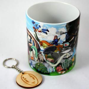 TusPersonalizables Taza de Ceramica 350ml con Impresion de Studio de Anime con Regalo de Llavero de la Misma tematica