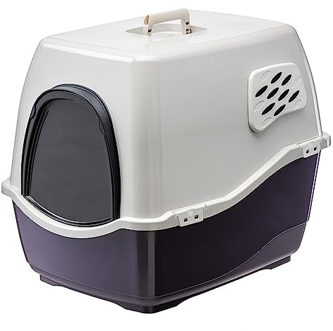 Ferplast Arenero Gatos Cubierto Maxi Bill, Arenero para Gatos Grandes, Caja de Arena para Gatos, Bandeja Sanitaria Gatos, con 2 Filtros Antiolor, 57 x 45 x h 48 cm, Puerta Oscurecida y Asa