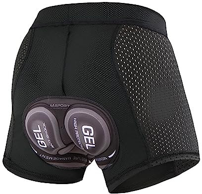 Msport Shorts de Cyclisme avec Rembourrage en Gel 3D – Respirants, Séchage Rapide et Confort Optimal - Gris L
