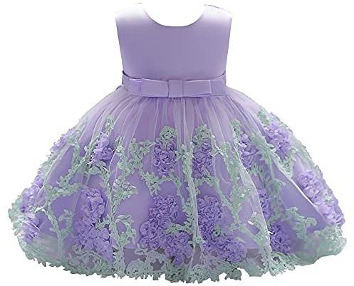 Lito Angels Vestito Damigella Abito da Festa Cerimonia Elegante per Bambina Taglia 2-3 Anni, Viola (Etichetta in Tessuto 100)