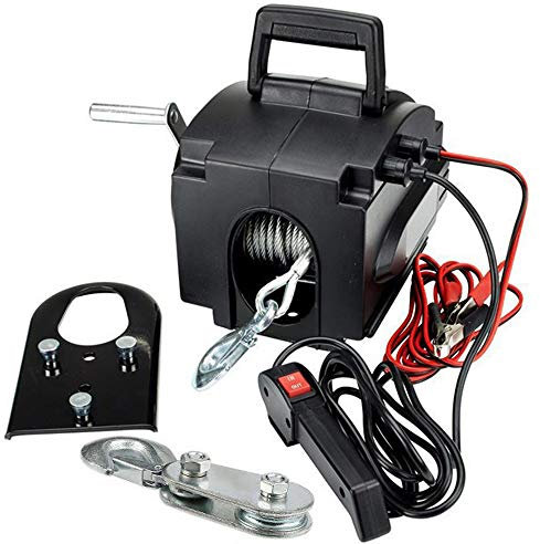XUEMANSHOP Cabrestante eléctrico de 12 V con motor, Potente 2000 libras móvil cabrestante eléctrico Winch para disparar barcos, camiones y otros objetos pesados